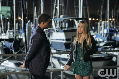 "Welcome To The Undies"--Tristan Wilds as Dixon Wilson and Gillian Zinser as Ivy on 90210 on The CW. Photo: Scott Alan Humbert/The CW &copy;2010 The CW Network. All Rights Reserved.