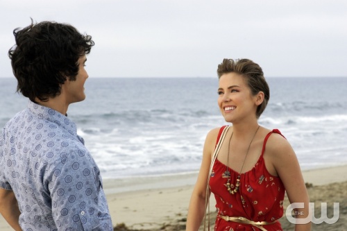 "Best Lei'ed Plans"--Michael Steger as Navid Shirazi and Jessica Stroup as Erin Silver on 90210 on The CW. Photo: Scott Alan Humbert/The CW &copy;2010 The CW Network. All Rights Reserved.