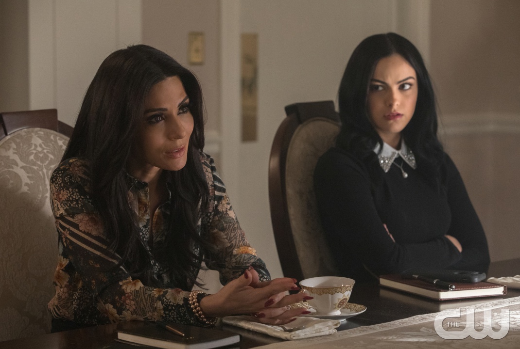 Riverdale -- "Chapter Twenty-Eight: There Will Be Blood" -- Image Number: RVD215a_0223.jpg -- Pictured (L-R): Marisol Nichols as Hermione and Camila Mendes as Veronica -- Photo: Jack Rowand/The CW -- ÃÂ© 2018 The CW Network, LLC. All Rights Reserved.