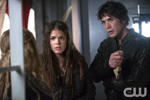 The 100 --  "I Am Become Death" -- Image: HU110a_0393 -- Pictured (L-R): Marie Avgeropoulos as Octavia and Bob Morley as Bellamy -- Photo: Cate Cameron/The CW -- © 2014 The CW Network, LLC. All Rights Reserved 