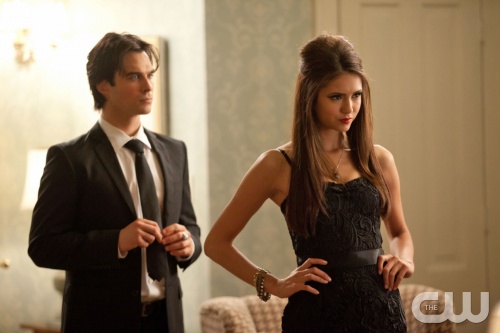 "Masquerade" - Ian Somerhalder as Damon, Nina Dobrev as Elena /Katherine in THE VAMPIRE DIARIES on The CW.  Photo: Bob Mahoney/The CW  ©2010 The CW Network, LLC. All Rights Reserved.