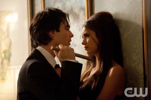"Masquerade" - Ian Somerhalder as Damon, Nina Dobrev as Katherine in THE VAMPIRE DIARIES on The CW. Photo: Bob Mahoney/The CW &copy;2010 The CW Network, LLC. All Rights Reserved.