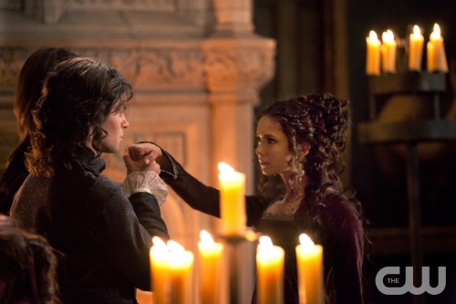 "Klaus" - Daniel Gillies as Elijah and Nina Dobrev as Catherine in THE VAMPIRE DIARIES on The CW. Photo: Bob Mahoney/The CW &copy;2011 The CW Network, LLC. All Rights Reserved.