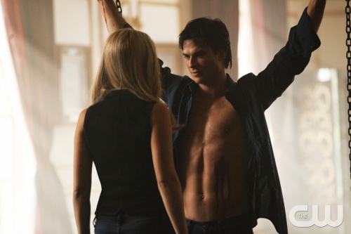 "The Murder of One"--LtoR: Claire Holt as Rebekah and Ian Somerhalder as Damon on THE VAMIPIRE DIARIES on The CW. Photo: Bob Mahoney/The CW ©2012 The CW Network. All Rights Reserved.