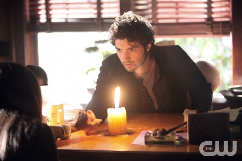 The Vampire Diaries -- "Catch Me If You Can" -- Pictured (L-R): Kat Graham as Bonnie (back to camera) and David Alpay as Professor Shane -- Image Number: VD411b_046.jpg -- Photo: Annette Brown/The CW -- © 2013 The CW Network, LLC. All rights reserved.