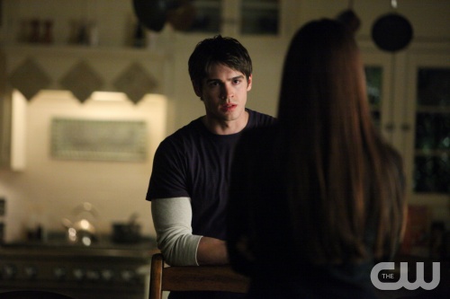 The Vampire Diaries -- "Catch Me If You Can" -- Pictured (L-R): Steven R. McQueen as Jeremy and Nina Dobrev as Elena (back to camera) -- Image Number: VD411a_098.jpg -- Photo: Annette Brown/The CW -- © 2013 The CW Network, LLC. All rights reserved.