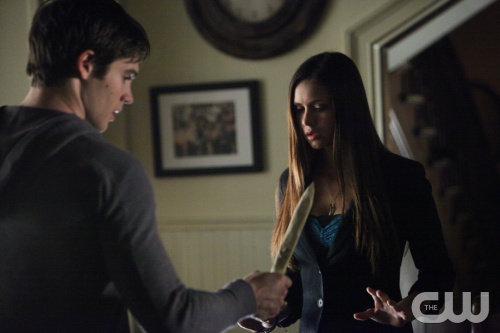 The Vampire Diaries -- "Catch Me If You Can" -- Pictured (L-R): Steven R. McQueen as Jeremy and Nina Dobrev as Elena -- Image Number: VD411a_067.jpg -- Photo: Annette Brown/The CW -- © 2013 The CW Network, LLC. All rights reserved.