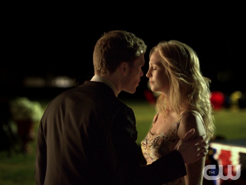 The Vampire Diaries -- "Graduation" -- Pictured (L-R): Joseph Morgan as Klaus and Candice Accola as Caroline -- Image Number: VD423b_2254.jpg â€” Photo: Curtis Baker/The CW -- © 2013 The CW Network, LLC. All rights reserved.