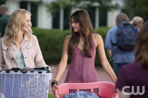 The Vampire Diaries -- "I Know What You Did Last Summer" -- Image Number: VD501b_0023.jpg â€” Pictured (L-R): Candice Accola as Caroline and Nina Dobrev as Elena â€” Photo: Annette Brown/The CW -- © 2013 The CW Network, LLC. All rights reserved.  