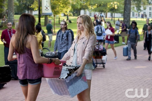 The Vampire Diaries -- "I Know What You Did Last Summer" -- Image Number: VD501b_0015.jpg â€” Pictured (L-R): Nina Dobrev as Elena and Candice Accola as Caroline â€” Photo: Annette Brown/The CW -- © 2013 The CW Network, LLC. All rights reserved. 