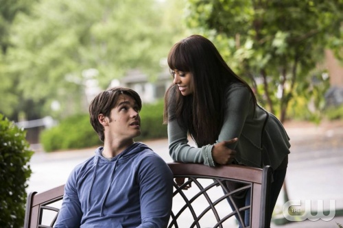 The Vampire Diaries -- "I Know What You Did Last Summer" -- Image Number: VD501b_0325.jpg â€” Pictured (L-R): Steven R. McQueen as Jeremy and Kat Graham as Bonnie â€” Photo: Annette Brown/The CW -- © 2013 The CW Network, LLC. All rights reserved.