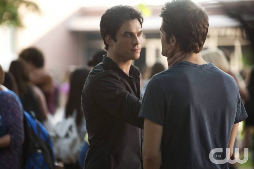 The Vampire Diaries -- "True Lies" -- Image Number: VD502a_0194.jpg Pictured (L-R): Ian Somerhalder as Damon and Paul Wesley as Stefan Photo: Annette Brown/The CW -- © 2013 The CW Network, LLC. All rights reserved.